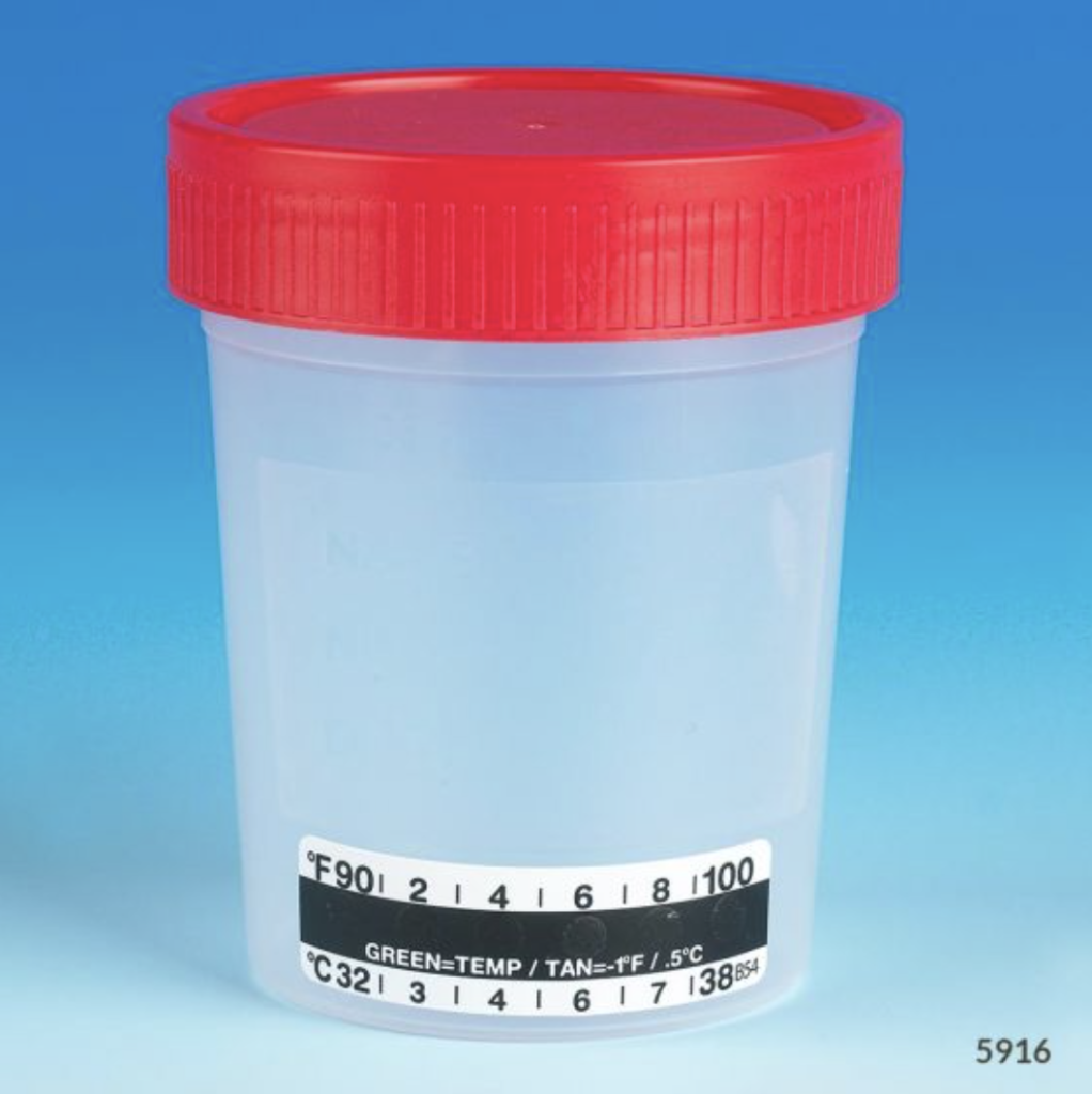 Drug Testing Containers with Temperature Strip Kyron Sciences Lab Supplies