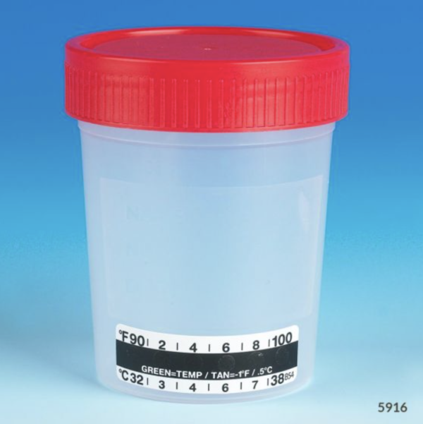 Drug Testing Containers with Temperature Strip CONTAINERS Lab Supplies